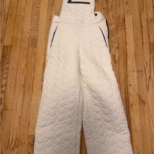 Forever 21 White Quilted Wide-Leg Jumpsuit Pants with Black Trim